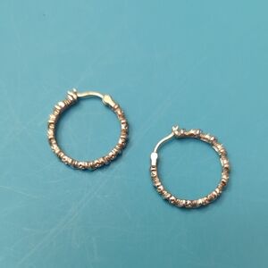 Vintage Sterling Silver Textured Hoop Earrings